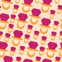Seamless vector pattern of Chupa Chups in the form of a ring and pacifier.