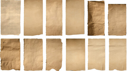 Old worn paper sheet. Isolated on Transparent background