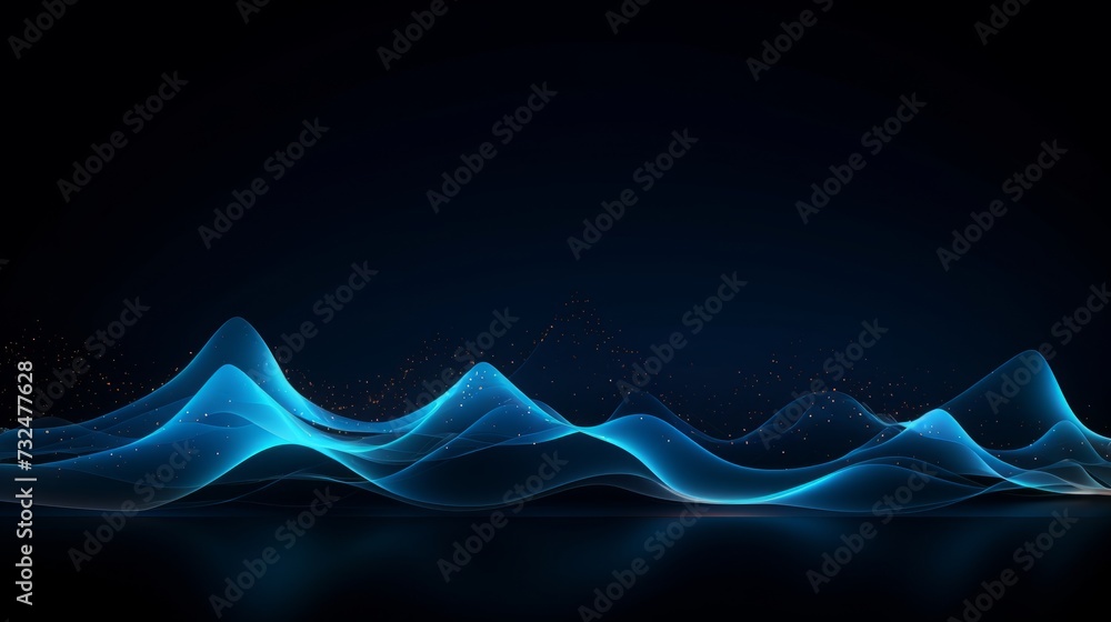Poster futuristic cyber technology background with 3d vector wave design - dark tech atmosphere for big dat