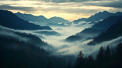 Obraz premium Mountain peak illustration, mountain aerial photography PPT background illustration