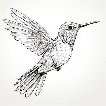 exotic hummingbird hand drawn vector illustration