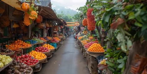 Foto op Plexiglas fruit market, fruits and vegetables on market stall, fruits and vegetables © Your_Demon