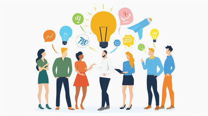 Business people sharing ideas. Flat vector isolated.