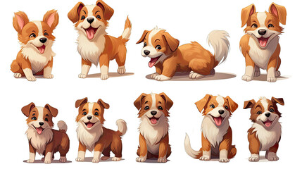 Set of dogs isolated on transparent background