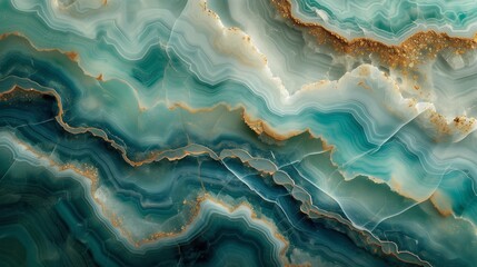 A marble slab with a soothing blue and green gradient, like a tropical ocean. The marble texture is wavy and fluid, creating a sense of movement and depth. 