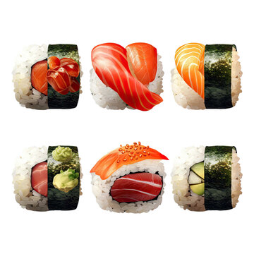Sushi isolated on transparent background