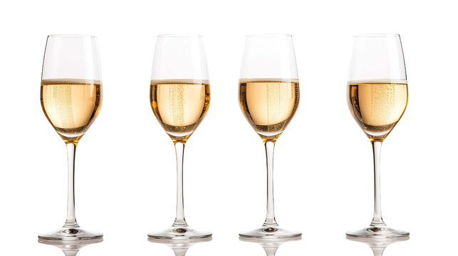 white wine glasses on transparent background