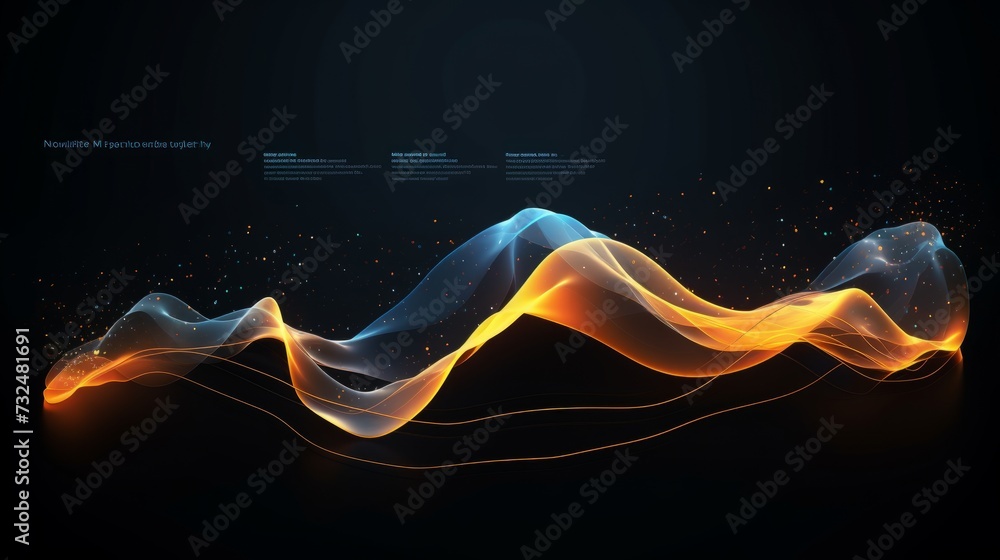 Poster futuristic cyber technology background with 3d vector wave design - dark tech atmosphere for big dat