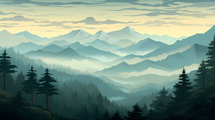 Obraz premium Majestic mountains, panoramic peaks PPT background