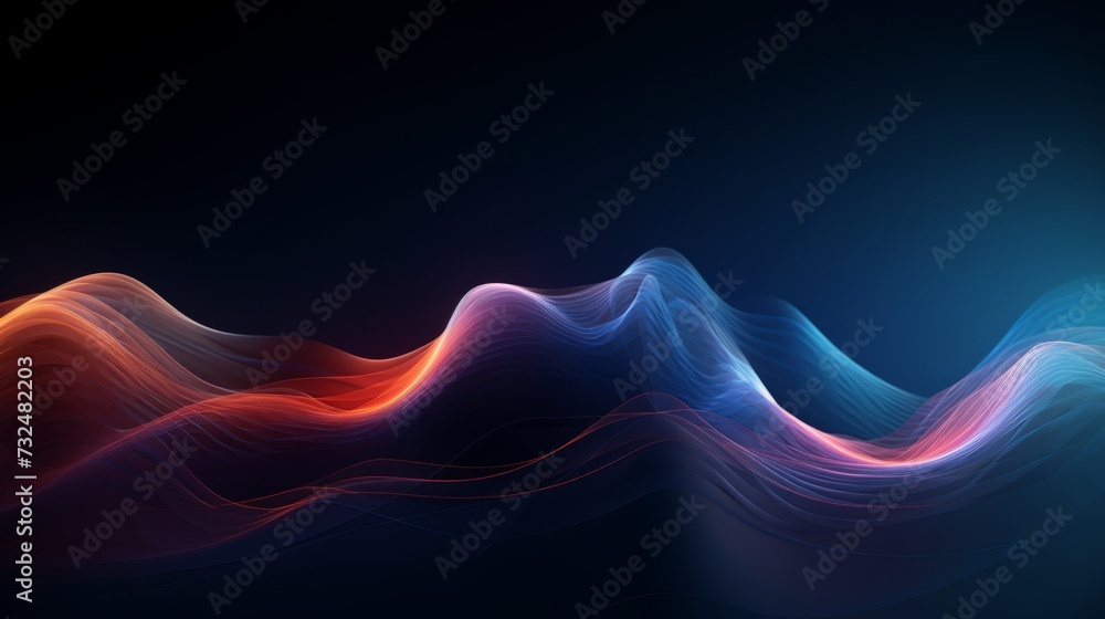 Poster futuristic cyber technology background with 3d vector wave design - dark tech atmosphere for big dat