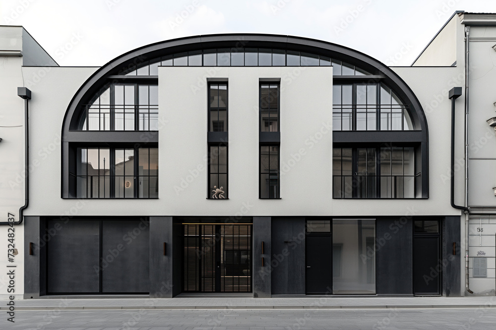 Poster modern minimalistic art nouveau facade. background image. created with generative ai technology