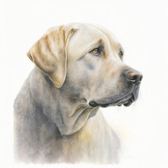 AI generated illustration of A portrait of a labrador isolated on a white background