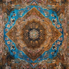 Naklejka premium AI-generated illustration of a vibrant and detailed Persian carpet.