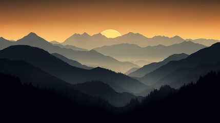 Majestic mountains, panoramic peaks PPT background