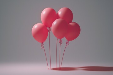 Group of pink balloons with a matte surface 3d illustration