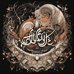 AI generated illustration of Arabic-style calligraphy against an abstract painting