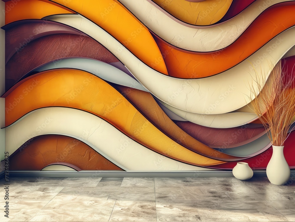 Poster abstract wave curve pattern on wall background