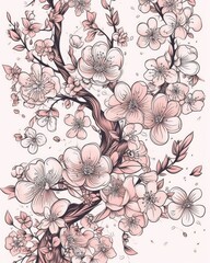 AI generated illustration of a tree with vibrant pink flowers in bloom