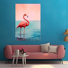 Flamingo Art in a Modern Living Room