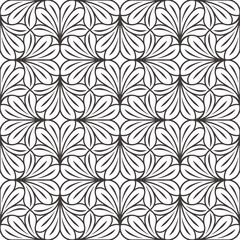 Seamless pattern of black and white floral ornament. Vector illustration