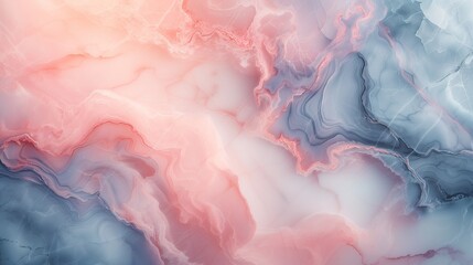 Elegantly blending on a high-end marble slab, subdued tones of blush pink, misty lavender, and soft teal create an exquisite and delicate abstract show. 
