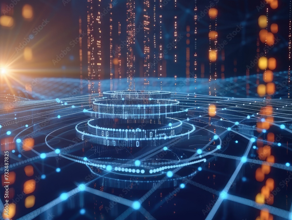 Poster data technology abstract futuristic illustration . low poly shape with connecting dots and lines on 