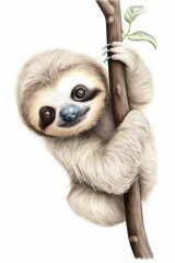 Fototapeta premium AI generated illustration of a sloth perched on a tree branch