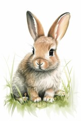 Obraz premium AI generated illustration of a cute rabbit on a white background