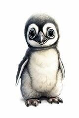 Fototapeta premium AI generated illustration of a cute penguin baby on a white background
