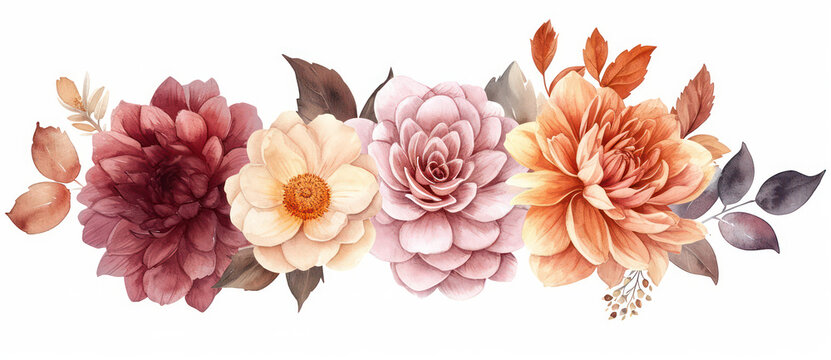 Floral Blooming Beauty: A Watercolor Illustration of Pink Peony Blossom in a Vintage Botanical Bouquet.