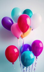 AI generated illustration of a vibrant display of colorful balloons