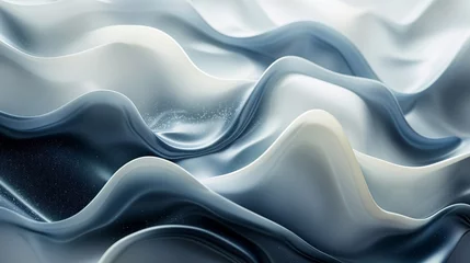 Foto op Canvas On a sleek marble slab, translucent waves of cosmic navy, starry silver, and moonlit ivory blend into a heavenly dance to create an appealing and captivating abstract picture.   © Tanveer Shah
