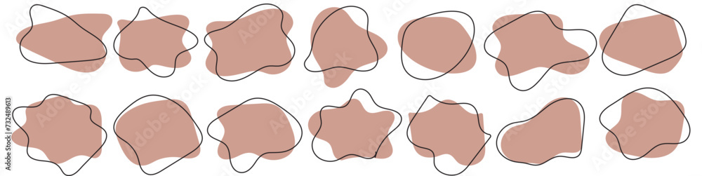 Poster random blob shapes. organic blobs set. rounded abstract organic shapes collection. shapes of cube, p