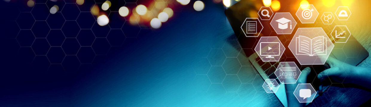  E-learning, education, online exam concept.Choose correct answer. Education internet online digital technology concept
