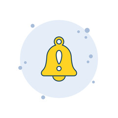 Cartoon alert notice icon vector illustration. Exclamation mark and bell on bubbles background. Notification sign concept.