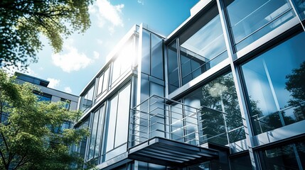 AI generated illustration of an exterior of a large building, featuring multiple windows