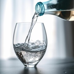 Water being poured into a glass. AI-generated.