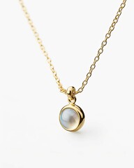 AI generated illustration of a luxurious gold pendant with a small white gemstone