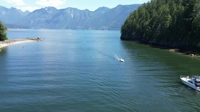 Bowen Island, Snug Cove timelapse. Boats coming in and out of marina.
