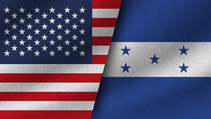 Obraz premium 3D rendering of the flags of the United States and Honduras