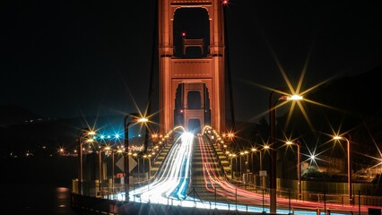 Long exposure shot of the iconic Golden Gate Bridge in San Francisco, California