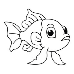 Funny fish cartoon for coloring book.