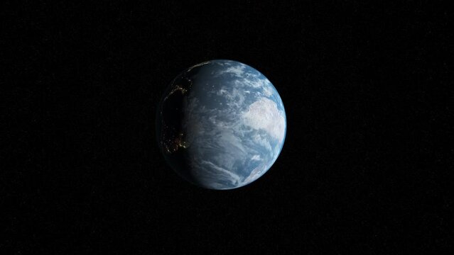 Earth Blue Planet moving nn Black Background
