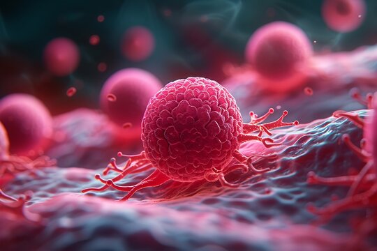 Pink Blood Cell with Pink Heartbeat Generative AI
