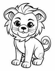 Illustration of a cartoon lion cub sketch on a white background