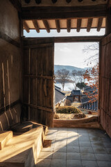 Dosan Seowon door with sunlight