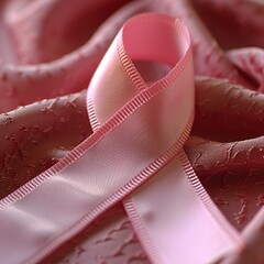 Pink Ribbon on Pink Cloth: A Symbol of Breast Cancer Awareness Generative AI