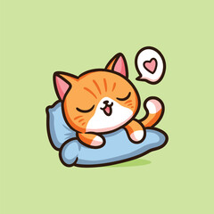 Cat Cute Sleep Animal Vector Mascot Cartoon Design illustration