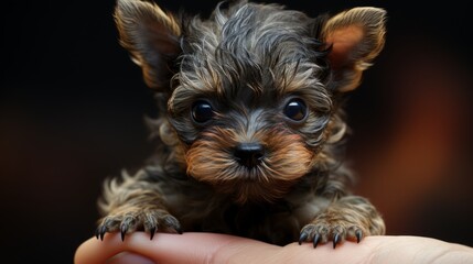 A close-up of a tiny dog or puppy. Pet