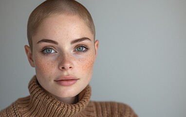 Fall's Favorite: A Gorgeous Brunette with Freckles and a Sweater Generative AI